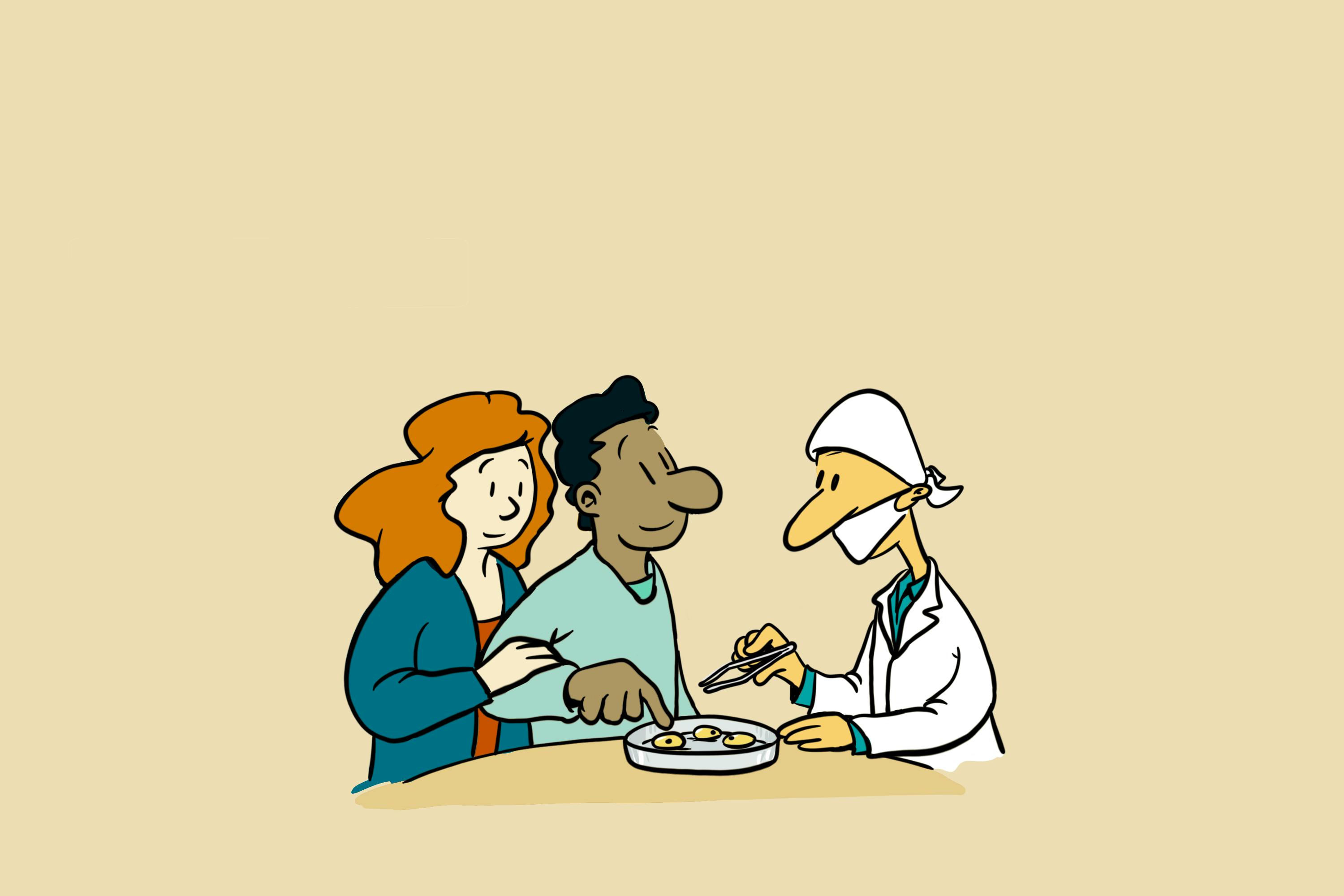 Echtpaar, medicus en petrischaaltje