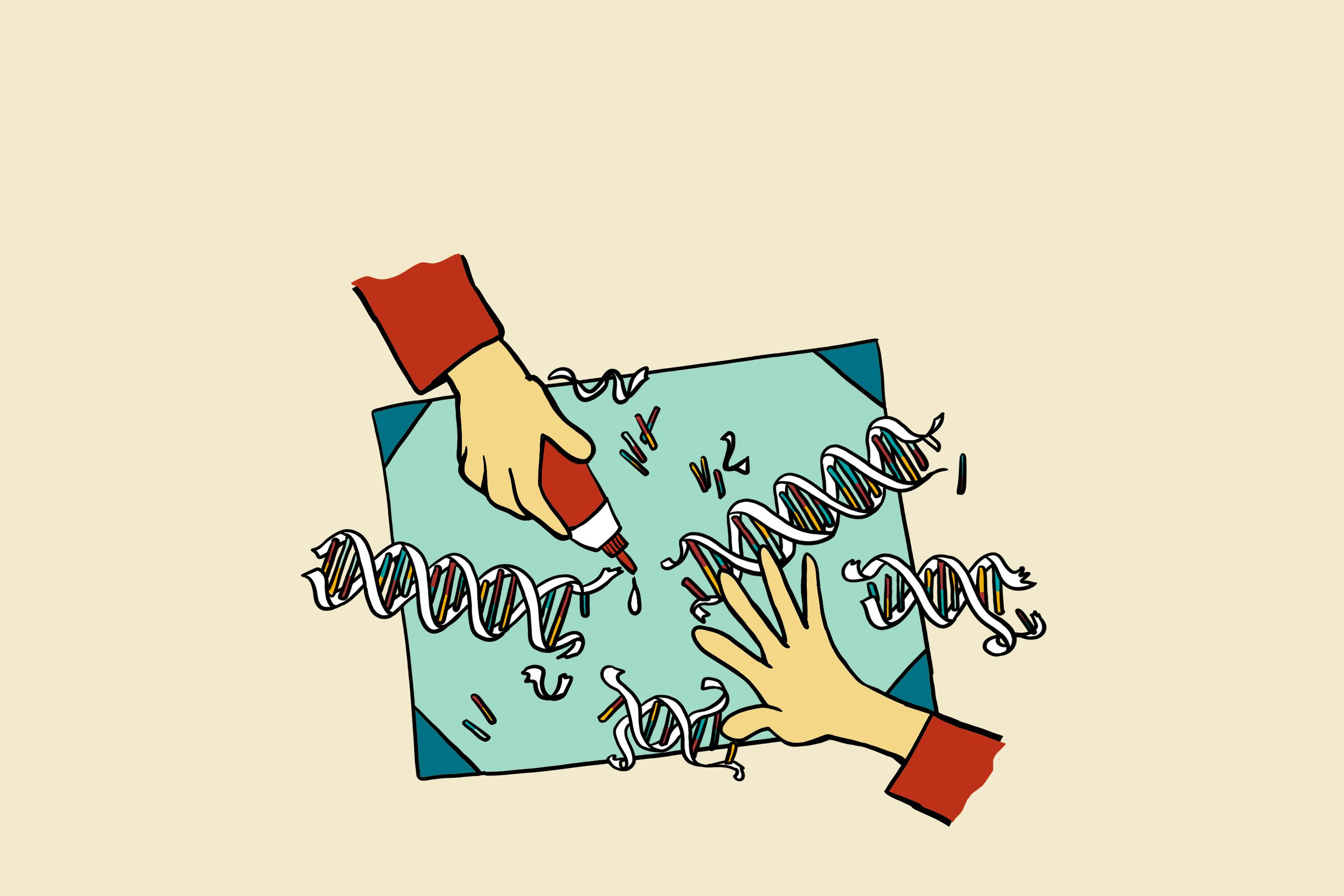 Tekentafel met DNA-strings