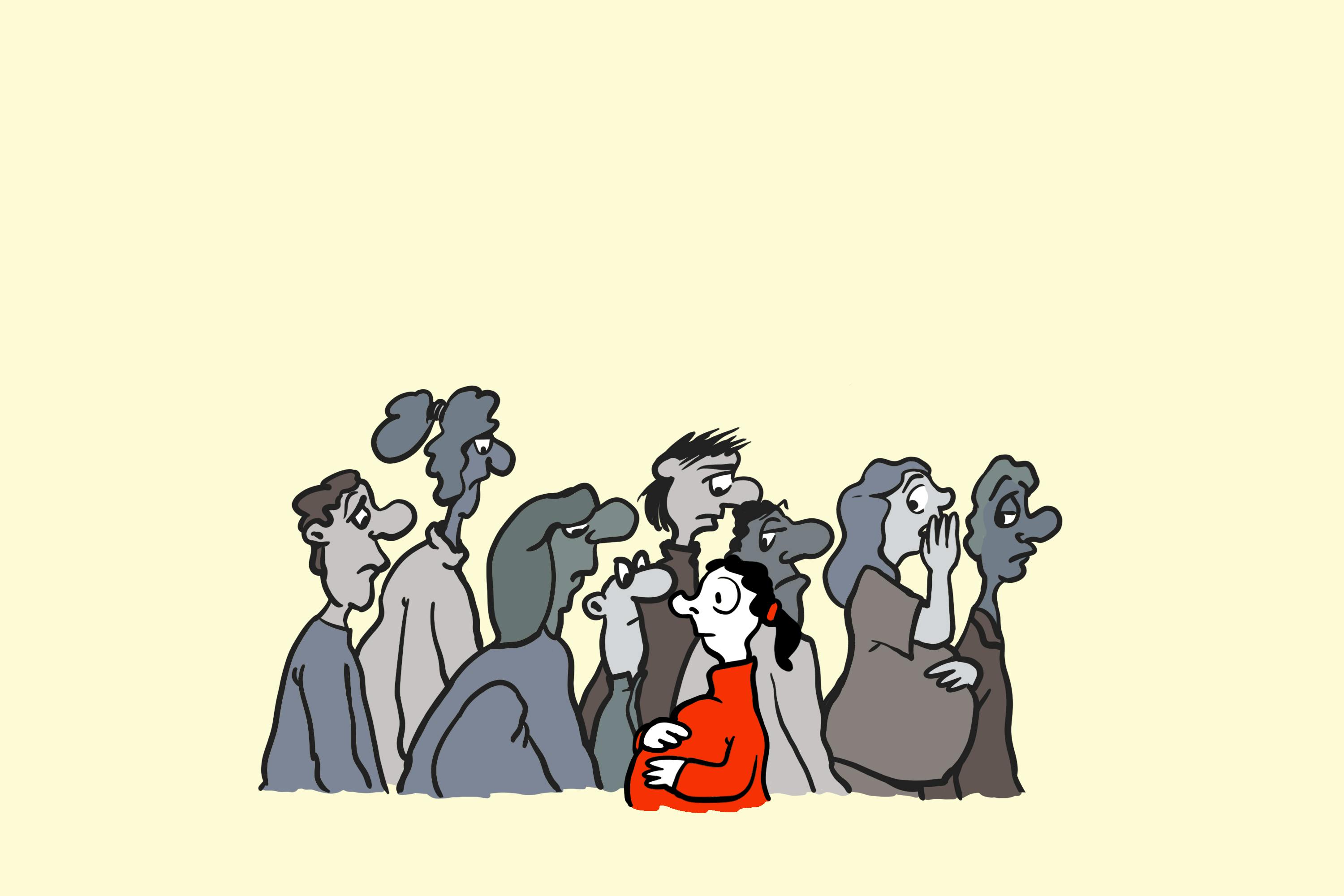 Groep mensen en zwangere vrouw