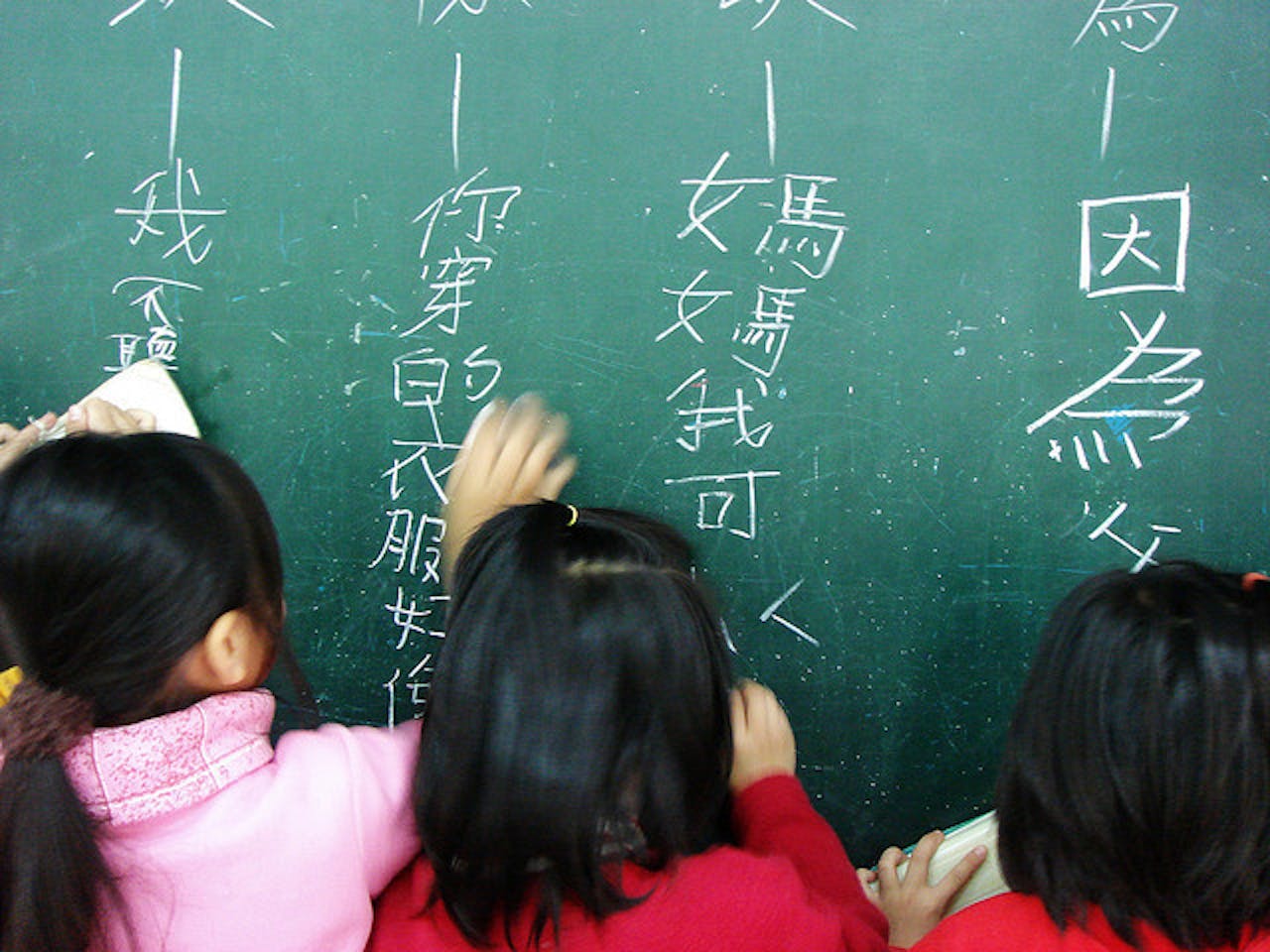 Chinees schrift op een schoolbord.