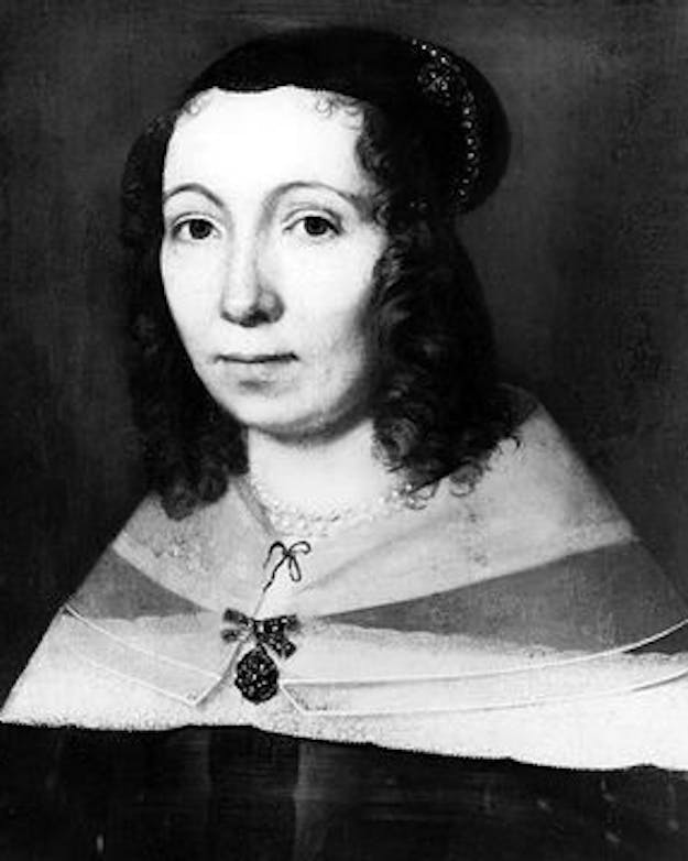 Maria Sibylla Merian op 32-jarige leeftijd, geschilderd door Mattheus Merian de Jongere Schilderij van Maria Sylla Merian.