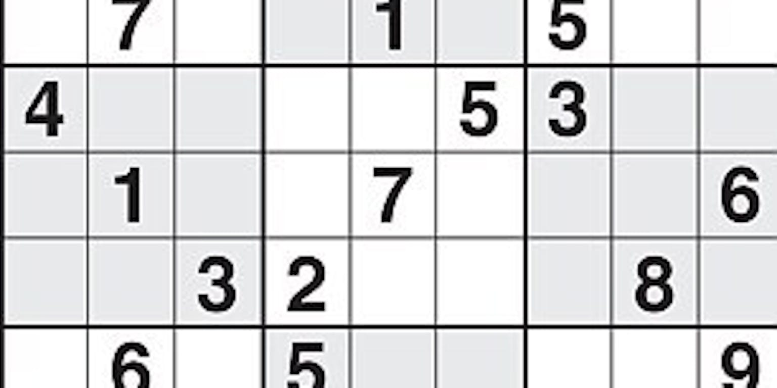 Een sudokupuzzel met zwart-witte cijfers.