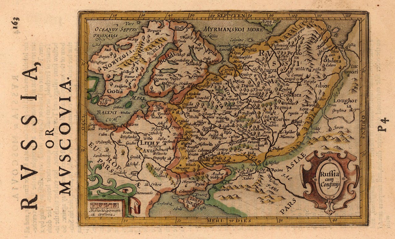 Moskovië op de Amsterdamse kaart uit 1635.