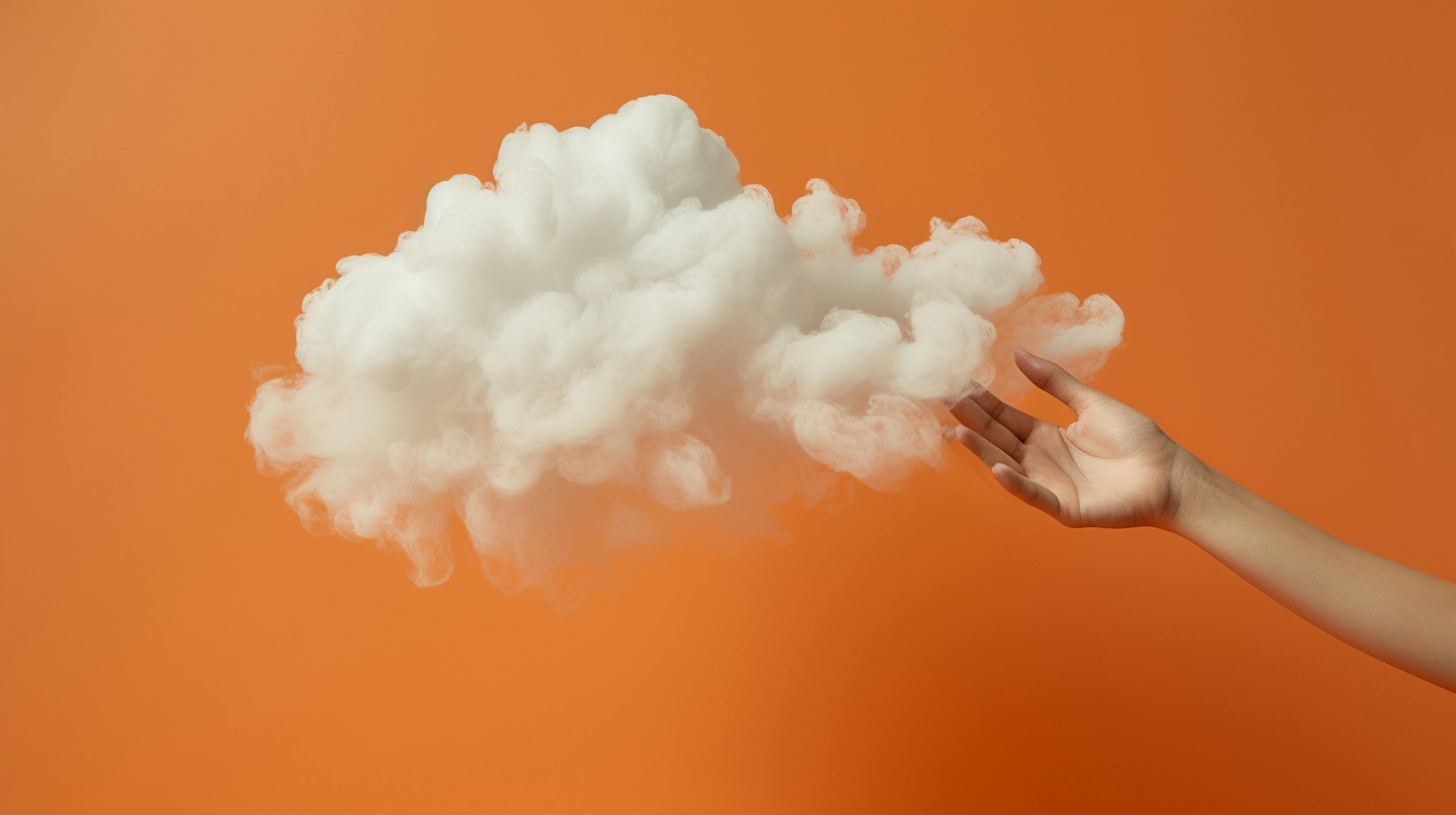 Een hand helpt een wolk