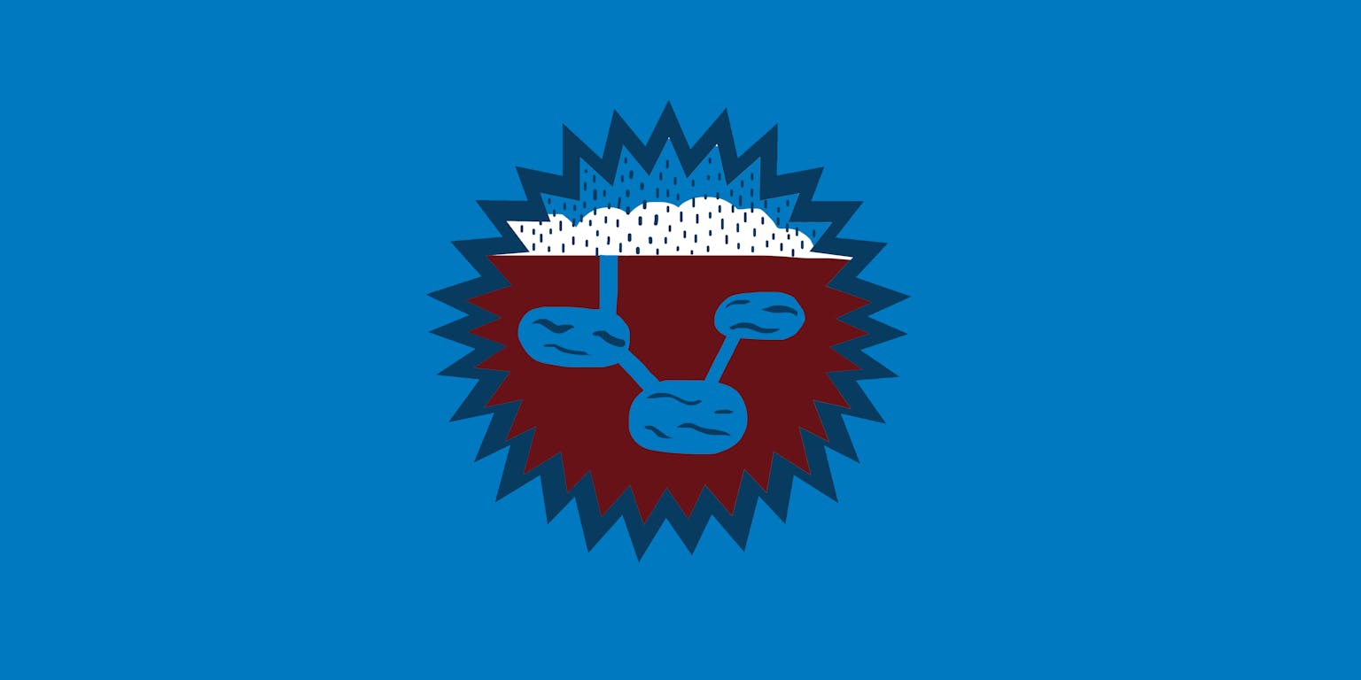 Een stervormig logo met daarin een illustratie van regenwater dat in de grond wordt opgenomen.