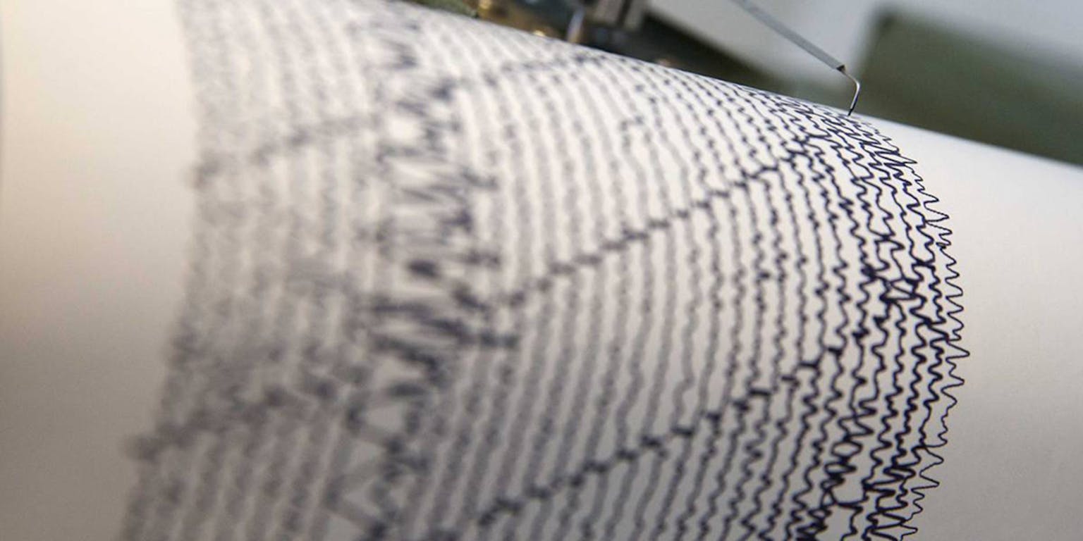 Een stuk papier met een seismogram erop.