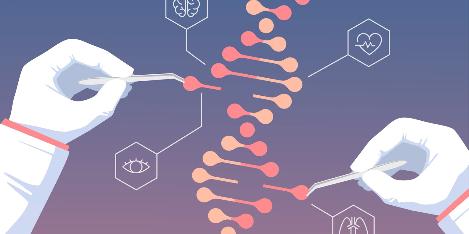 Een diagram die CRISPR-Cas weergeeft. Dit is een moderne techniek waarmee wetenschappers DNA van levende wezens nauwkeurig kunnen aanpassen.
