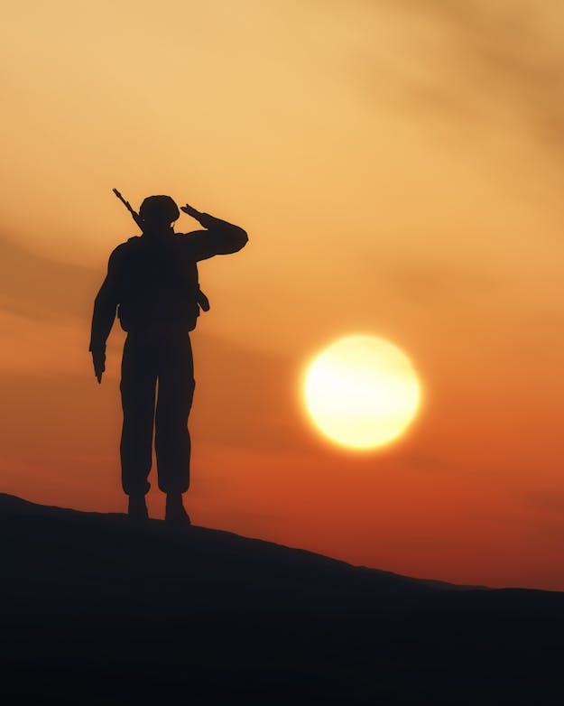 Soldaat met zonsondergang Soldaat met zonsondergang