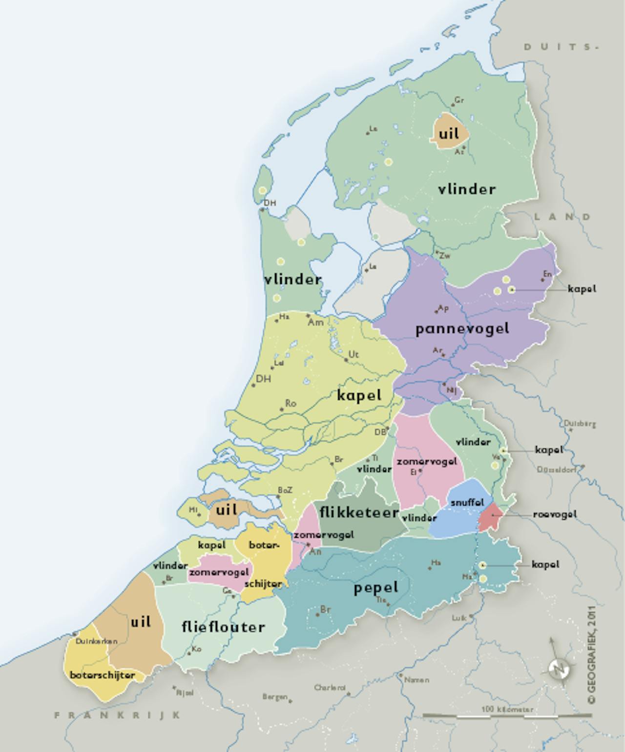 Een kaart van Nederland.