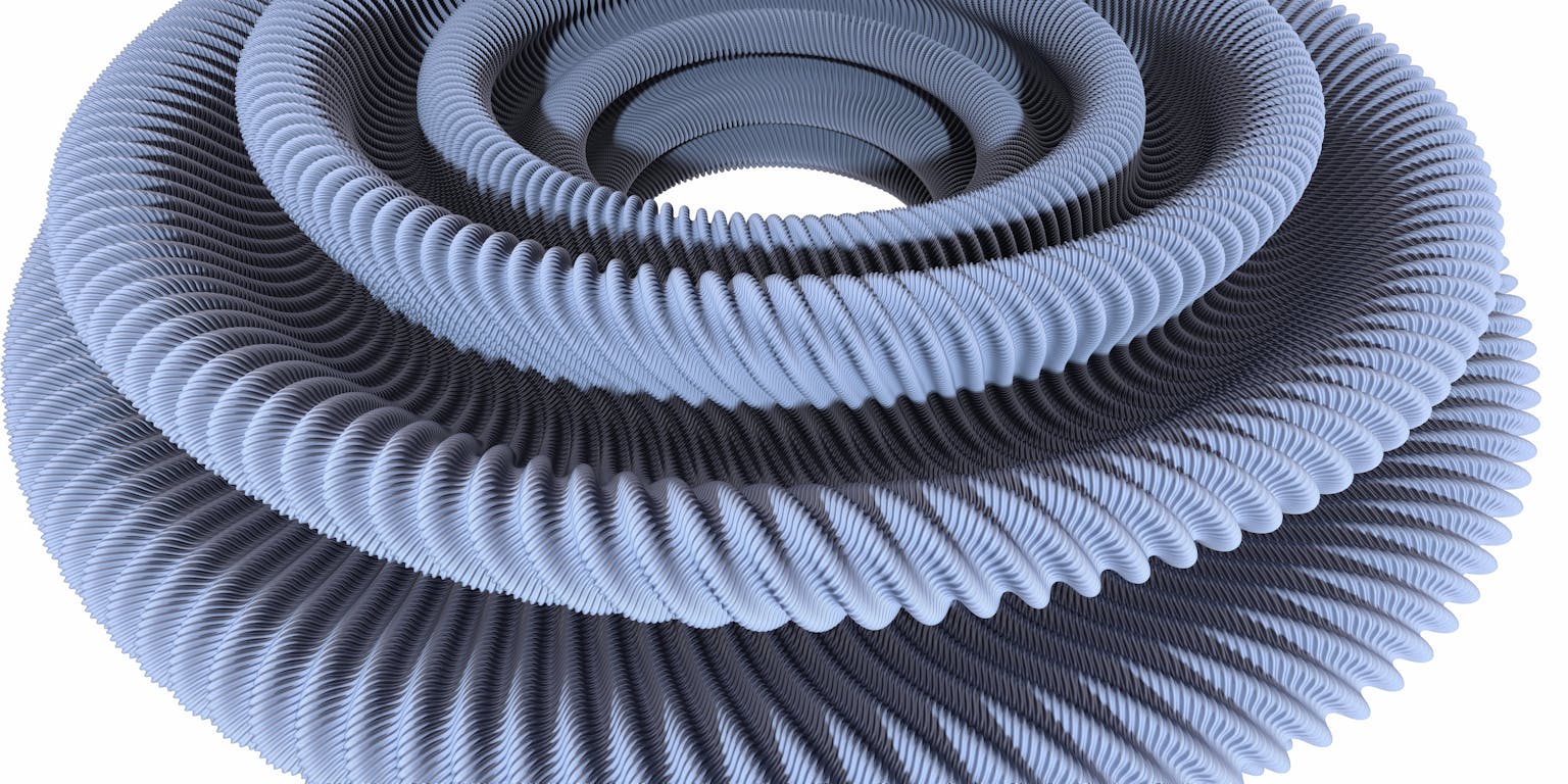 Een 3D-afbeelding van een spiraalvormig object.